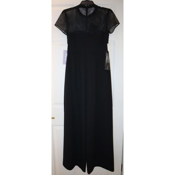 JS Collections 8642237 Women Sz 4 Black Illusion-Yoke Twist-Front Jumpsuit $228 - Picture 2 of 12